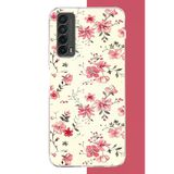 Huawei P Smart 2021 Uyumlu Kırmızı Pattern Baskılı Silikon Kılıf