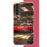 Huawei P Smart 2021 Uyumlu Kırmızı Porsche Baskılı Silikon Kılıf
