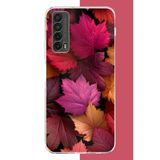 Huawei P Smart 2021 Uyumlu Kızıl Sonbahar Yaprakları Baskılı Silikon Kılıf