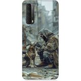 Huawei P Smart 2021 Uyumlu Köpek Ve Adam Desenli Silikon Kılıf