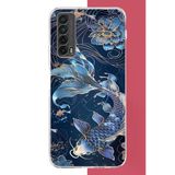 Huawei P Smart 2021 Uyumlu Mavi Yüzen Balık Baskılı Silikon Kılıf