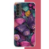 Huawei P Smart 2021 Uyumlu Mor Kelebek Bahçesi Baskılı Silikon Kılıf