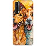 Huawei P Smart 2021 Uyumlu Mutlu Köpekler Desenli Silikon Kılıf