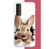 Huawei P Smart 2021 Uyumlu Mutlu Tavşan Baskılı Silikon Kılıf