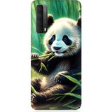 Huawei P Smart 2021 Uyumlu Panda Yaprak Desenli Silikon Kılıf