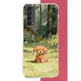 Huawei P Smart 2021 Uyumlu Peluş Köpek Baskılı Silikon Kılıf