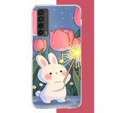 Huawei P Smart 2021 Uyumlu Peluş Tavşan Baskılı Silikon Kılıf