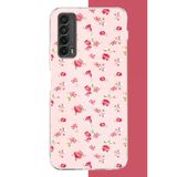 Huawei P Smart 2021 Uyumlu Pembe Çiçekli Pattern Baskılı Silikon Kılıf