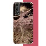 Huawei P Smart 2021 Uyumlu Pembe Elbiseli Kadın Baskılı Silikon Kılıf