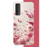 Huawei P Smart 2021 Uyumlu Pembe Kelebek Baskılı Silikon Kılıf