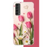 Huawei P Smart 2021 Uyumlu Pembe Lale Baskılı Silikon Kılıf