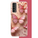 Huawei P Smart 2021 Uyumlu Pembe Renkli Kelebek Baskılı Silikon Kılıf