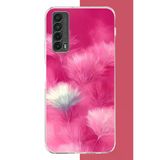 Huawei P Smart 2021 Uyumlu Pembe Tüyler Baskılı Silikon Kılıf