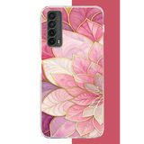 Huawei P Smart 2021 Uyumlu Pembe Yaprak Baskılı Silikon Kılıf