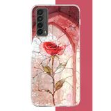 Huawei P Smart 2021 Uyumlu Pencereki Gül Baskılı Silikon Kılıf