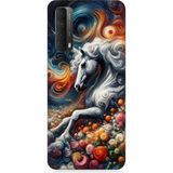 Huawei P Smart 2021 Uyumlu Renkli At Desenli Silikon Kılıf
