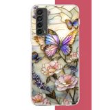 Huawei P Smart 2021 Uyumlu Renkli Baskı Kelebek Baskılı Silikon Kılıf