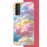 Huawei P Smart 2021 Uyumlu Renkli Bulut Baskılı Silikon Kılıf