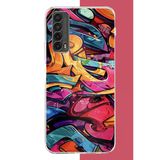 Huawei P Smart 2021 Uyumlu Renkli Graffiti Duvarı Baskılı Silikon Kılıf