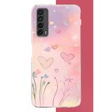 Huawei P Smart 2021 Uyumlu Renkli Kalp Baskılı Silikon Kılıf