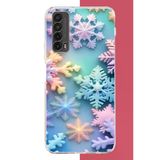 Huawei P Smart 2021 Uyumlu Renkli Kar Taneleri Baskılı Silikon Kılıf