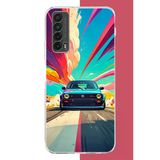 Huawei P Smart 2021 Uyumlu Renkli Yolda Hız Baskılı Silikon Kılıf