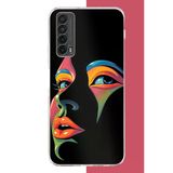 Huawei P Smart 2021 Uyumlu Renkli Yüzler Baskılı Silikon Kılıf