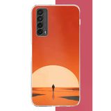 Huawei P Smart 2021 Uyumlu Retro Güneş Batımı Baskılı Silikon Kılıf