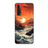 Huawei P Smart 2021 Uyumlu Silikon Kılıf Deniz Dağ Ve Gün Batımı