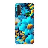 Huawei P Smart 2021 Uyumlu Silikon Kılıf Mavi Sarı Çiçekler