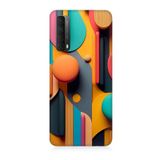 Huawei P Smart 2021 Uyumlu Silikon Kılıf Pastel Renkli Geometrik Desen