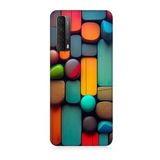 Huawei P Smart 2021 Uyumlu Silikon Kılıf Pastel Renkli Geometrik Şekiller