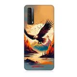 Huawei P Smart 2021 Uyumlu Silikon Kılıf Uçan Siyah Beyaz Kartal