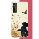 Huawei P Smart 2021 Uyumlu Siyah Kedi Baskılı Silikon Kılıf