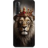 Huawei P Smart 2021 Uyumlu Taçlı Aslan 2 Desenli Silikon Kılıf