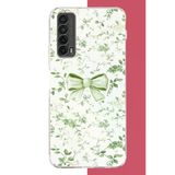 Huawei P Smart 2021 Uyumlu Yeşil Fiyonk Pattern Baskılı Silikon Kılıf