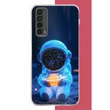 Huawei P Smart 2021 Uyumlu Yıldızlı Astronot Baskılı Silikon Kılıf
