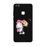 Huawei P10 Lite İle Uyumlu Siyah Fluffy Hug Desenli Silikon Kılıf
