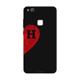 Huawei P10 Lite İle Uyumlu Siyah H Harfli Touch of Love Desenli Silikon Kılıf