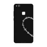 Huawei P10 Lite İle Uyumlu Siyah heart-string Desenli Silikon Kılıf