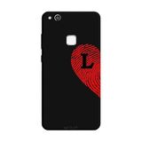 Huawei P10 Lite İle Uyumlu Siyah L Harfli Touch of Love Desenli Silikon Kılıf