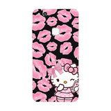 Huawei P10 Lite İle Uyumlu Siyah Pink Kiss Kitty Desenli Silikon Kılıf
