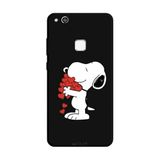 Huawei P10 Lite İle Uyumlu Siyah Snoopy Love Desenli Silikon Kılıf