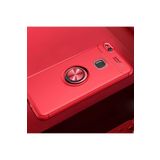 Huawei P10 Lite Kılıf Ravel Yüzüklü Silikon Kapak + Ekran Koruma + Kablo Koruma KIRMIZI