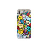 Huawei P20 Lite ile Uyumlu Grafiti Doodle Tasarımlı Şeffaf Silikon Kılıf