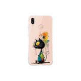 Huawei P20 Lite ile Uyumlu Splash Kedi Tasarımlı Şeffaf Silikon Kılıf
