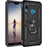 Huawei P20 Lite Kılıf Sofya Yüzüklü Silikon Kapak - Siyah-(5796)