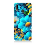 Huawei p20 Lite Uyumlu Silikon Kılıf Mavi Sarı Çiçekler