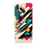 Huawei p20 Lite Uyumlu Silikon Kılıf Renkli Geometrik Desenler