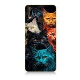 Huawei p20 Lite Uyumlu Silikon Kılıf Renkli Sevimli Kedi Yüzleri